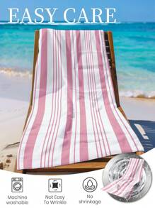 Toalha de praia estampada, 1 peça, toalha de banho com listras rosa e branca, toalha de banho, toalha de praia estilo fashion, toalha de banho superabsorvente para banheiro, natação, fitness, ioga, toalha de microfibra macia e confortável, leve e portátil