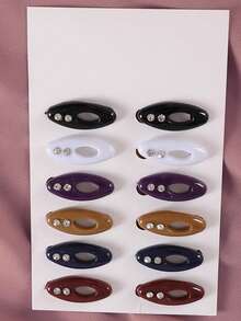 12pcs Women's Headscarf Pins, Black & White Scarf Buckle Hijab Pins Fashionable Brooch - Black and White - View 9