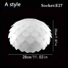 E27 底座 PVC 波浪灯罩，日式简约花卉图案，米色创意亚克力灯罩，适用于吊灯、台灯、吸顶灯具