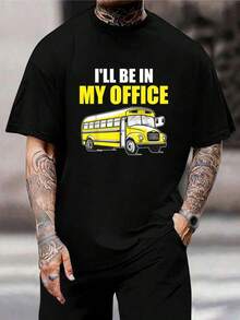 Camiseta divertida de conductor de autobús | Estaré en mi oficina Camiseta de autobús escolar - Regalo para profesores, educadores, vuelta al cole, para hombre y mujer, de manga corta casual - Negro - Ver 1