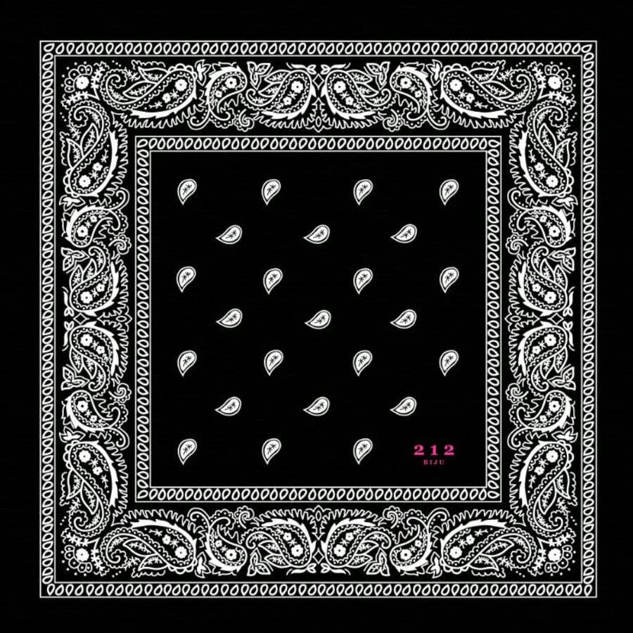 KIT 12 Bandanas Square Cotton Scarf Assorted Colors 55x55cm 212BIJU - Black - View 1