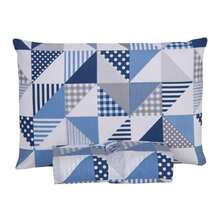 Single Sheet Set With 2 Pieces Printed Cotton Fabric With Elastic All Around And Pillowcase In Matchstick Stitch - 青碧色 - 查看 1