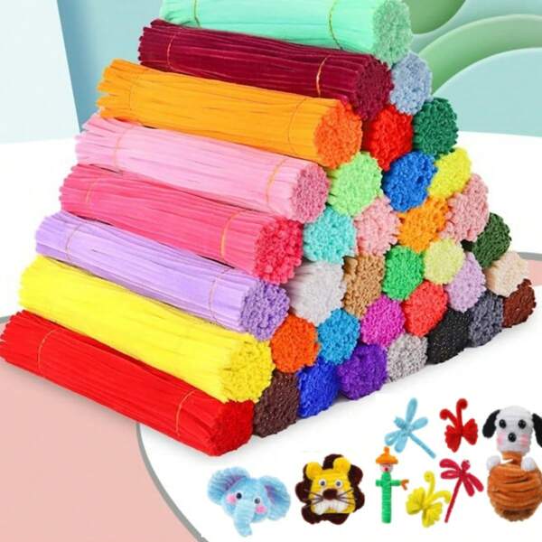 201pcs Pipe Cleaner Craft Set, Includes 200pcs Pipe Cleaners And 1pc Glue Stick, Bulk Pipe Cleaners Craft Supplies For DIY Art & Creative Crafts Decoration