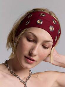 1件朋克风镂空黑色针织发带夏季发饰沙滩度假发带 - 彩色 - 查看 3