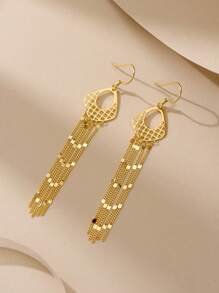 1Pair Minimalist 925 Sterling Silver Long Tassel Chain Hook Earrings Suitable For Women Daily Decor,Party Wear Fine Jewelry