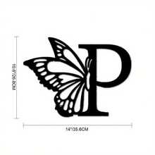 Butterfly Monogram Metal Sign, Metal Wall Art, Letter Wall Decor, Wedding Backdrop, DIY Gift, Home Decor-Metal Signs Print On Demand-- Friendly, Made From  Materials-Metal Signs For Home-Storefront Decor - Black - View 7