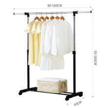 FOUND HOME Rack Perchero Organizador Ropa Doble Guardaropa Ajustable ,Tendedero de ropa retráctil multifuncional - Negro - Ver 1