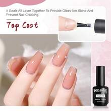2 Bottles Of Top Coat Base Coat Set No Wipe Foundation Combination Bright Surface At Home DIY Nail Salon Girl Gift - 2 件 15ml-BT - 查看 3