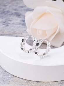 Sterling Silver Non-Allergic Cubic Zirconia Diamond Heart Shaped Earrings, Fashionable And Delicate, Suitable As A Birthday Gift