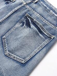 Summer Men's Vintage Washed Denim Shorts - Blue - View 5