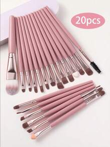 20pcs Professional Eye Makeup Brush Set Including Foundation Brush, Eyeshadow Brush Set, Face Detail Brush, Eyelash Curler, Eyebrow Brush, Suitable For Liquid Cosmetics