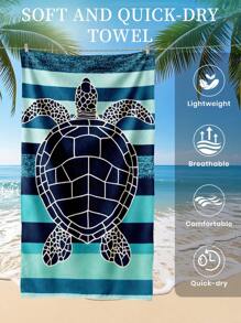 1pc Printed Beach Towel, Dark Sea Turtle Swim Towel, Bath Towel, Fashion Style Beach Towel, Super Absorbent Bath Towel For Bathroom, Swimming, Fitness, Yoga, Soft And Comfortable Microfiber Towel, Lightweight And Portable, Wind And Sun Protection, Sandproof For Summer Travel, Vacation Holiday Bathroom Decor, Available With Or Without Storage Bag, Recommend Regular Sizes And Larger Sizes, (35*75cm Small Size Towel,150cm Or Above Recommended)