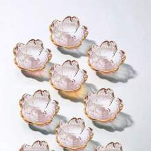 1PC/3PCS/7PCS/Ins Style Transparent Cherry Blossom Small Plate Japanese Zen Cherry Blossom Tea Plate Heat Resistant Glass Dim Sum Plate Dessert Table Jewelry Plate Wedding Gift Sugar Fruit Plate