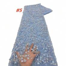 African 3D Beaded Lace Fabric Luxury Bridal 2025 High Quality Nigerian Applique French Tulle Sequins Fabric For Wedding Dress Sewing