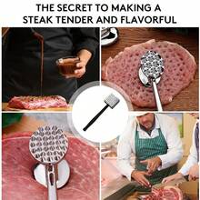 Gorilla Grip Double-Sided Meat Tenderizer Tool, Heavy Duty Kitchen Mallet, Spiked Side Tenderizes, Smooth Flattens Steak, Pound Beef, Maximize Food Flavor, Comfortable Handle, Commercial Grade, Black - Máy làm mềm thịt hai mặt không cần kim - Xem 4