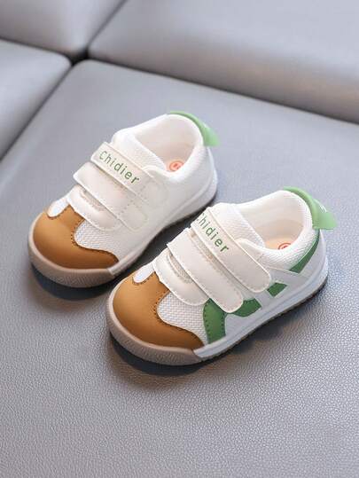 Comfortable Soft-Soled Toddler Shoes Children's White Sneakers, Lightweight, Breathable And Non-Slip Walking Shoes, For Boys And Girls, Anti-Kick Walking Shoes With Hook And Loop Closure, Suitable For 1-3 Years Old, Rubber Sole, Multiple Colors For Beginners, Suitable For Outdoor Play, Picnic Parties And Other Occasions Outdoor Sports Shoes