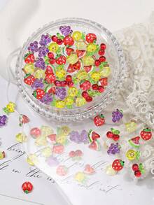 Boxed Summer Fruit Nail Art Pendants, Resin Three-Dimensional Pineapple, Grape And Cherry Art Decorative Nail Products, DIY Wearable Nail Material Packs Suitable For Nail Salons And Personal Use