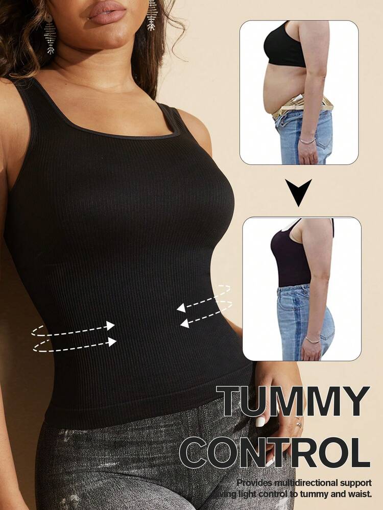 1 pieza Top moldeador blanco sin costuras para la cintura delgada de la mujer - Negro - Añade 1