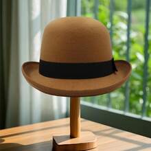 Men Women Felt Bowler Hat Classic Party Hats Lightweight Derby Fedora Hats Costume Accessories - Màu Khaki - Xem 2