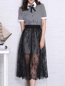 1件 夏季新款 欧美深色哥特式蕾丝透视裙