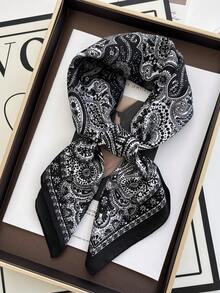 1pc Women Bandana With Paisley Flower Pattern, Square Silk Scarf For Head Wrap And Decoration,Hair Accessories Fall Winter Headbands For Women Hair Band For Vacation Outfits Woman - Multicolor - View 17