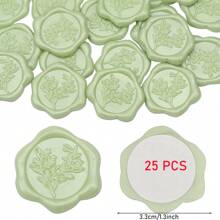 CYFUN DESIGN 20/25 PCS Eucalyptus Pattern Real Wax Sealing Stickers Self-Adhesive Wedding Invitation Envelope Seal Stickers For Decorating Wedding Invitations, Gifts,Back To School,School Supplies
