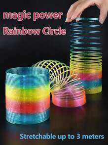 1 Peça Círculo Mágico Arco-íris Infantil, Brinquedo de Mola com 7 Cores, Brinquedo de Descompressão Elástica do Círculo para Performance Profissional, Círculo de Mola de Equilíbrio, Brinquedo Educacional Precoce para Bebês, para Meninos e Meninas