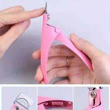 全新超锋利快速塑形假指甲工具 - 不锈钢U型一体式U型刀，用于修剪人造指甲。美容师/沙龙必备的美甲工具。不锈钢专业美甲U型指甲刀，适合美容师初学者和DIY美甲爱好者打造独特的指甲造型。全新不锈钢法式指甲钳美甲工具，适用于DIY指甲板切割、凝胶指甲塑形和日常指甲护理。,美甲用品,美甲工具,美甲工具,返校季,指甲,按压式指甲工具,美甲修脚工具