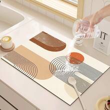 1 pezzo di tappetino per lavaggio e asciugatura semplice e stampato, super assorbente, decorazione da tavolo, tappetino assorbente per lavandino, asciugatura rapida, lavabile, pieghevole e a prova di muffa.