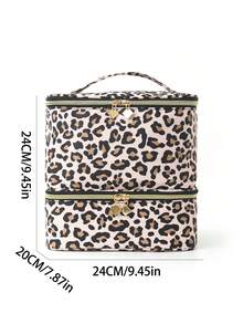 大容量多功能便携耐用旅行化妆包，PU皮革化妆品收纳包，时尚女士礼物，适合宿舍、妈妈使用 - 彩色 - 查看 2