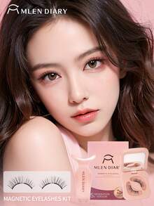 Mlen Diary 磁性假睫毛套装，6-12mm 可重复使用假睫毛，无需眼线，升级版 3D 双磁性假睫毛，便携式免胶睫毛簇，打造轻盈自然的妆容（美人鱼女孩） - 自然纖長款 - 查看 2