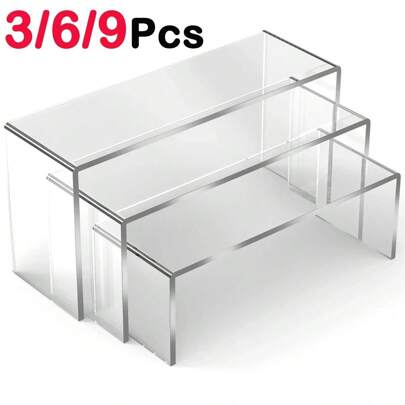 3/6Pcs Acrylic Display Stand Multifunctional Transparently Mini Model Storage Rack For Perfume Doll Jewelry Decor Organizer