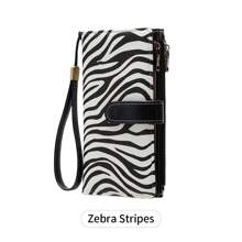 Nueva cartera larga de triple pliegue con tecnología RFID para comercio transfronterizo, cartera vintage multifunción para dama, de unicolor, con gran capacidad