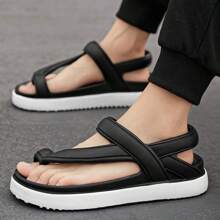 Men's Fashion Flip Flops, Thick Soft Sole, Fashion Versatile, Ideal For Street Wear, Solid Minimalist Style, Outdoor Sports, Beach Vacation, Flat Sandals