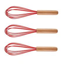 Cây đánh trứng bằng silicon có tay cầm bằng gỗ - Đầu đánh trứng màu đen có tay cầm bằng gỗ - Cây đánh trứng dùng để đánh bột bánh kếp, trứng và lòng trắng trứng, hỗn hợp làm bánh, trộn, làm nước sốt và nước sốt - Nhiều màu - Xem 22