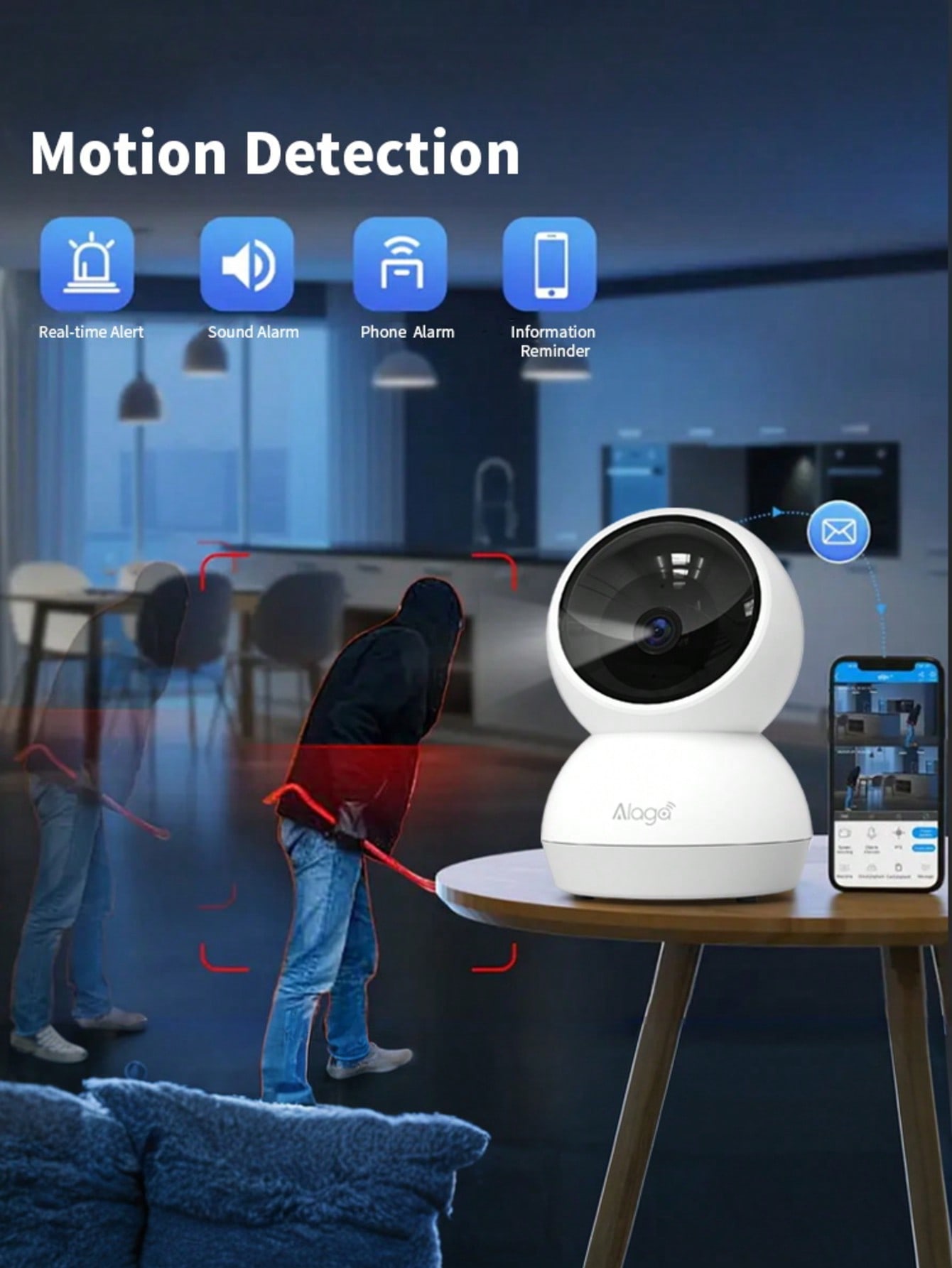 1 كاميرا أمان لاسلكية بدقة عالية 2K، تعمل على شبكا...