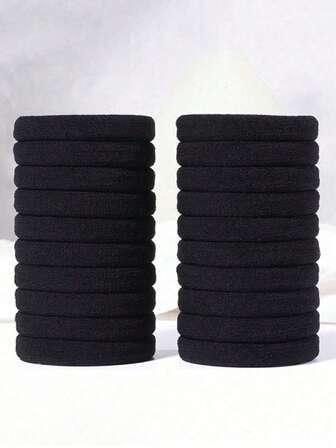 20pcs Large Elastic Hair Ties, Perfect For Thick And Curly Hair, Simple Black Stretchy Hair Ties. Strong, Non-Slip Material Keeps Hair Elegantly In Place For Daily Life, Sports, Work Ponytail Holders Hair Elastics Hair Rubber Bands Scrunchies Hair Rope, Hair Bobbles ,Gym Sport Outfit ,Hair Accessories Hairbands