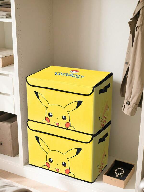 pokemon 1 pieza Caja plegable de tela no tejida con diseño de Pokémon Pikachu, caja de almacenamiento para armario, caja organizadora plegable, regalo de fiesta, regalo de cumpleaños, regalo navideño
