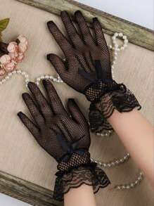 1pc Ladies Lace Gloves Elegant Short Lace Gloves Tea Party Gloves For Women Wedding Dinner Party