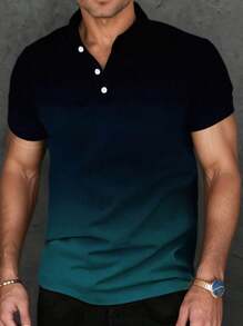 Herren Poloshirt mit Farbverlauf Muster, atmungsaktiv, Kurzarm