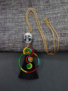 Colar de esqueleto colorido vintage feito à mão com arco-íris, joia elegante e clássica, lembrança, presente ideal para o Dia dos Namorados, aniversário