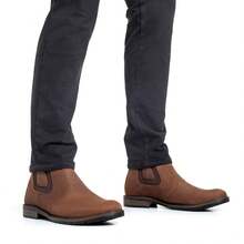 Men's Genuine Leather Casual Chelsea Boot Soft Durable Coffee 3001