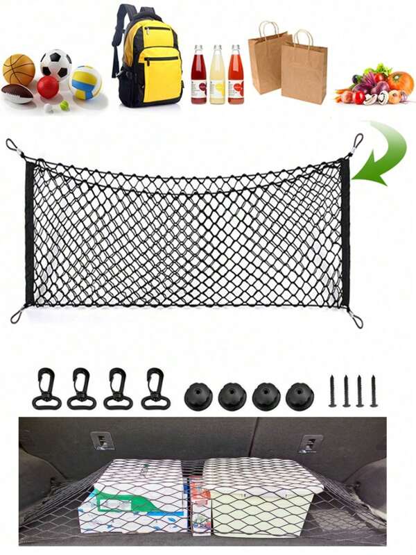 1pc Car Universal Trunk Net Bag, Trunk Net Cover, Car Luggage Net, Trunk Luggage Net Cover, Storage Net
