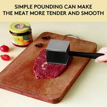Gorilla Grip Double-Sided Meat Tenderizer Tool, Heavy Duty Kitchen Mallet, Spiked Side Tenderizes, Smooth Flattens Steak, Pound Beef, Maximize Food Flavor, Comfortable Handle, Commercial Grade, Black - Máy làm mềm thịt hai mặt không cần kim - Xem 3
