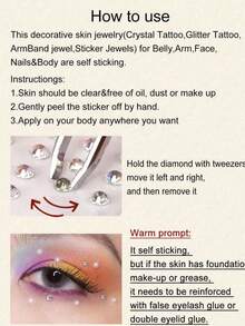 1650/1320/825/495/330/165件 3-6毫米镀银亚克力 Y2K 性感身体首饰贴纸 + 镊子，假鼻环耳钉贴纸，假眉环和唇环非穿孔身体首饰，适合派对和音乐节的面部宝石 - 銀色 - 查看 11