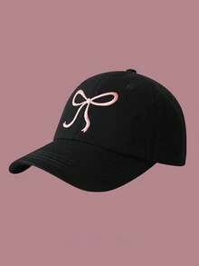 Sweet Bowknot Embroidery Baseball Hat For Women Solid Color Korean Girl Peaked Cap Outdoor Soft Cotton Snapback Sun Visors Hat - Multicolor - View 5