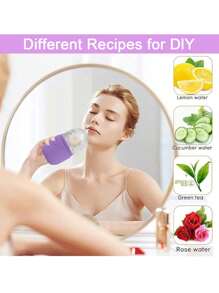 Set de 3 rodillos de hielo faciales - Juego de rodillos faciales de hielo, herramientas de masaje facial, rodillo facial de silicona con hielo, rodillo de hielo, cuarzo rosa con rodillo masajeador y tabla Gua Sha, para aliviar la hinchazón facial y ocular, masajeador facial que contornea y mejora el cuidado de la piel y el brillo, para ojos, cuello y rostro, molde de rodillo facial de hielo - Herramientas para el cuidado de la piel. Productos para masaje con hielo de verano, suministros de oficina, suministros escolares, artículos esenciales de viaje.