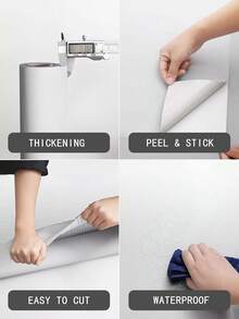 1 Roll White Faux Diatom Mud Solid Color Self-Adhesive Wallpaper, Thickened, Nordic Style, Seamless Splicing, Used For Bedroom, Living Room, Full House,Renovation Stickers Peel Wall Panels,Wall Paper, Wallpapers,Spring Decoration Items Refresh Your Home,Rama Decoration Stickers Gifts Birthday Graduation