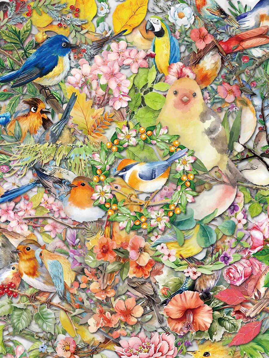 SCXXBSW 50pcs Watercolor Bird Cartoon Graffiti Stickers Decorative Water Cups Notebook Luggage Double Transparent Waterproof Stickers