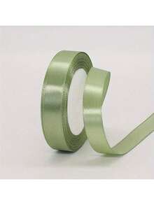 1pc Rolled Sage Green Double-Sided Satin Ribbon, 1cm/1.5cm/2cm/4cm Wide X 22m Long, Soft & Durable Polyester Material, Suitable For Flower Wrapping, Gifts, Presents, Apparel, Headwear, Bows, Weddings, DIY Craft Rose Ribbons
